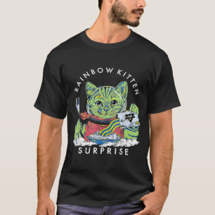 Katten Rainbow Kitten Surprise Cute Eat Retro Anim T-shirt