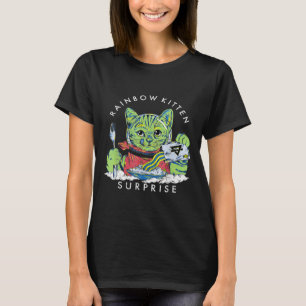 Katten Rainbow Kitten Surprise Cute Eat Retro Anim T-shirt