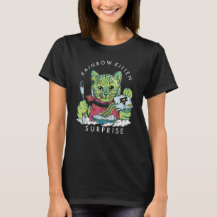 Katten Rainbow Kitten Surprise Cute Eat Retro Anim T-shirt
