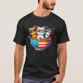 Katten Ramen Anime American Flag USA Funny 4th of  T-shirt (Voorkant)