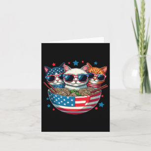 Katten Ramen Anime Amerikaanse Vlag Usa Grappig 4 Kaart