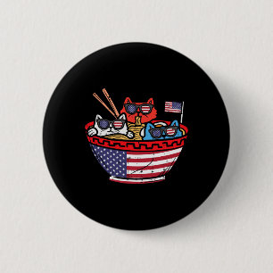Katten Ramen Anime Amerikaanse Vlag Vs Vierde Juli Ronde Button 5,7 Cm