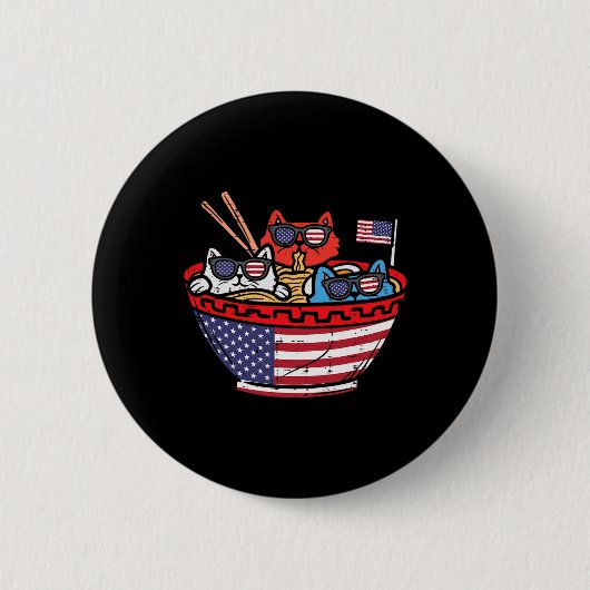 Katten Ramen Anime Amerikaanse Vlag Vs Vierde Juli Ronde Button 5,7 Cm (Voorkant)