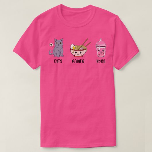 Katten Ramen Boba Tea Lover Tea Drinker Tea Brewin T-shirt (Design voorkant)