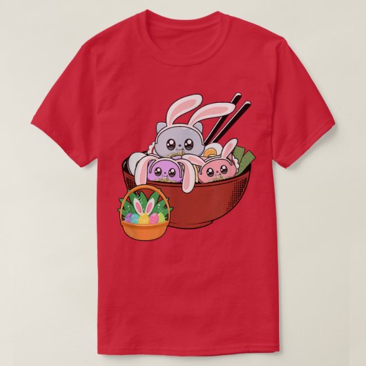 Katten Ramen Bunny Ear Egg Kawaii T-shirt (Design voorkant)