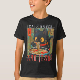 Katten Ramen en Jezus Grappig Christelijk Kattende T-shirt
