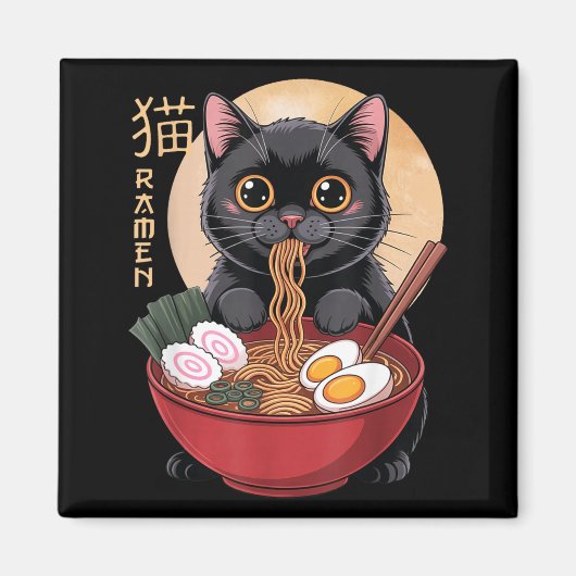 Katten Ramen Grappige Grafische T-shirts Japanse K Magneet (Voorkant)