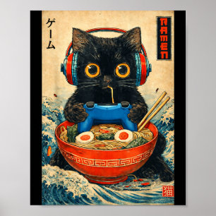 Katten Ramen Japanse Grappige Grafische T-shirts K Poster