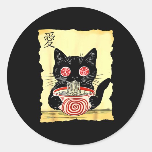 Katten Ramen Japanse Grappige Grafische T-shirts K Ronde Sticker (Voorkant)