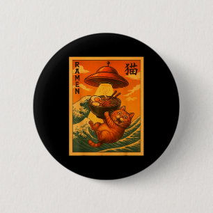 Katten Ramen Ufo Grappige Japanse Anime Mannen Vro Ronde Button 5,7 Cm