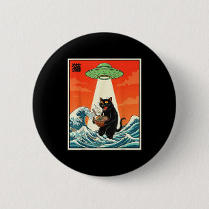 Katten Ramen Ufo Grappige Japanse Anime T-shirt Ma Ronde Button 5,7 Cm