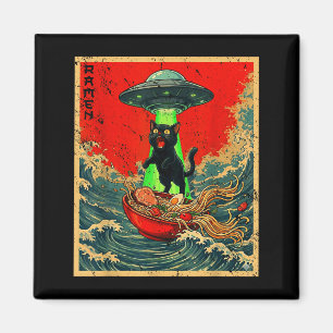 Katten Ramen Ufo Japanse Anime Grafische T-shirts Magneet