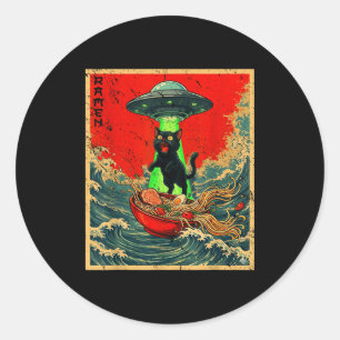 Katten Ramen Ufo Japanse Anime Grafische T-shirts Ronde Sticker