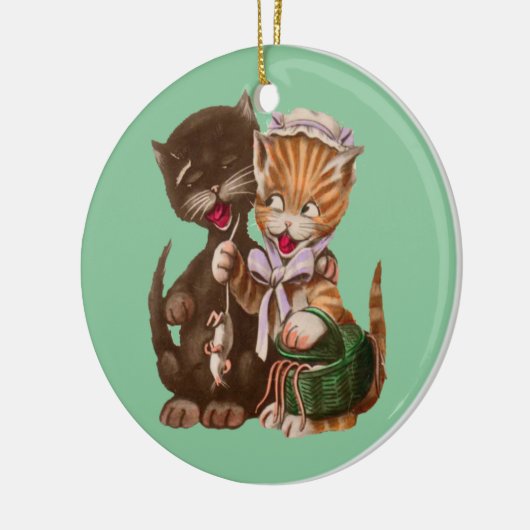 katten Rat Gift Basket Keramisch Ornament (Links)