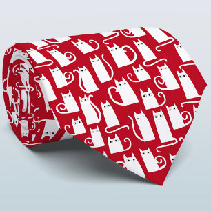 Katten Red en White Holiday Stropdas