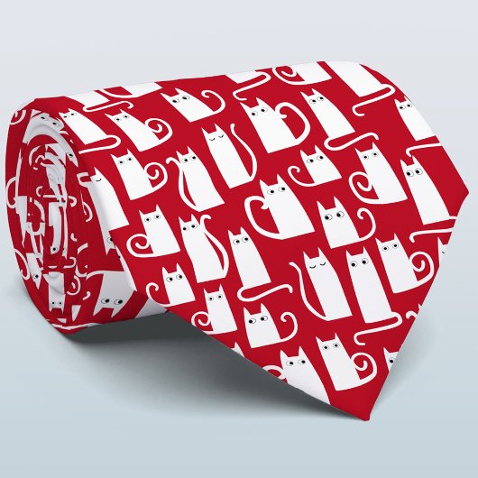Katten Red en White Holiday Stropdas