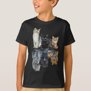 Katten Reflectie Spiegel Leeuw Cheetah Tijger Funn T-shirt