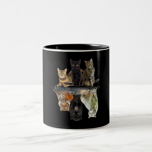 Katten Reflection Friend Cat Lovers Cute Tiger Tweekleurige Koffiemok (Center)
