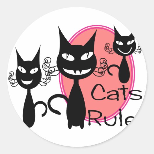Katten Regel!!!!!!!! Ronde Sticker (Voorkant)