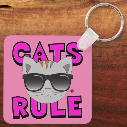 Katten Regel zonnebrillen Kat Sleutelhanger (Achterkant)