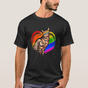 Katten Regenboog Hart Dier Gay Lesbische Proud Lgb T-shirt