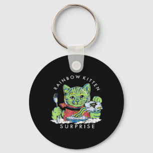 Katten Regenboog Kitten Surprise Schattig Eten Ret Sleutelhanger