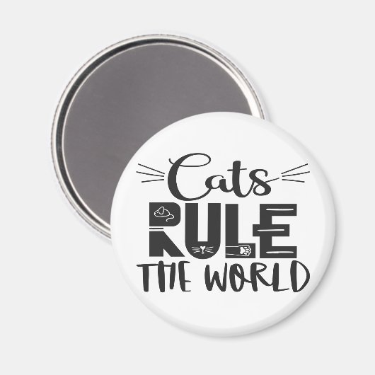 Katten regeren de wereld met trendy sla whiskers magneet (Voorkant / Achterkant)