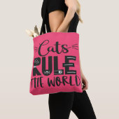 Katten regeren de wereld met trendy sla whiskers tote bag (Dichtbij)