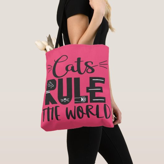 Katten regeren de wereld met trendy sla whiskers tote bag (Dichtbij)