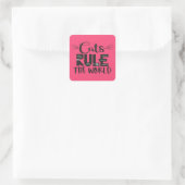 Katten regeren de wereld met trendy sla whiskers vierkante sticker (Tas)