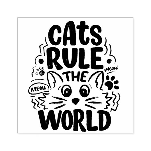 Katten Regeren de Wereld Rubberstempel (Afrduk)