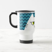 Katten Reis Mok Blauw Chevron Knuffel Witte Kat (Links)