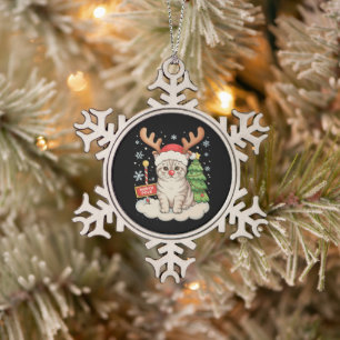 Katten Rendier Geweien Kerstboom Kerstmis Vakantie Tin Sneeuwvlok Ornament