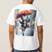 Katten rennen in de regen met paraplu's T-shirt (Achterkant)