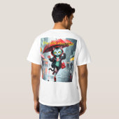 Katten rennen in de regen met paraplu's T-shirt (Achterkant volledig)