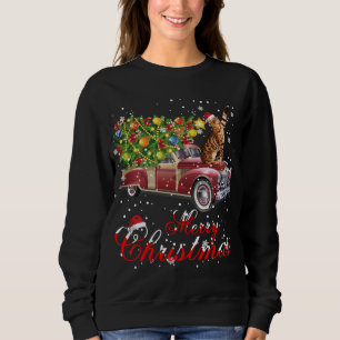 Katten Rides Red Truck Kerstmis Pajama Trui