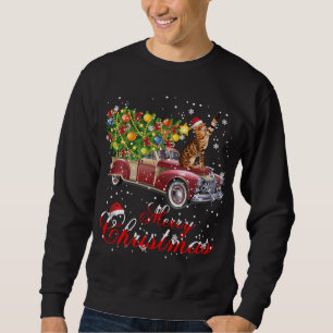 Katten Rides Red Truck Kerstmis Pajama Trui