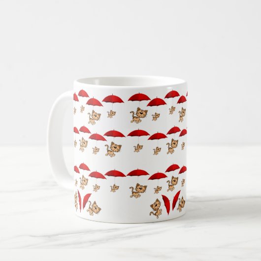 Katten Rode Paraplu Mok (Voorkant links)