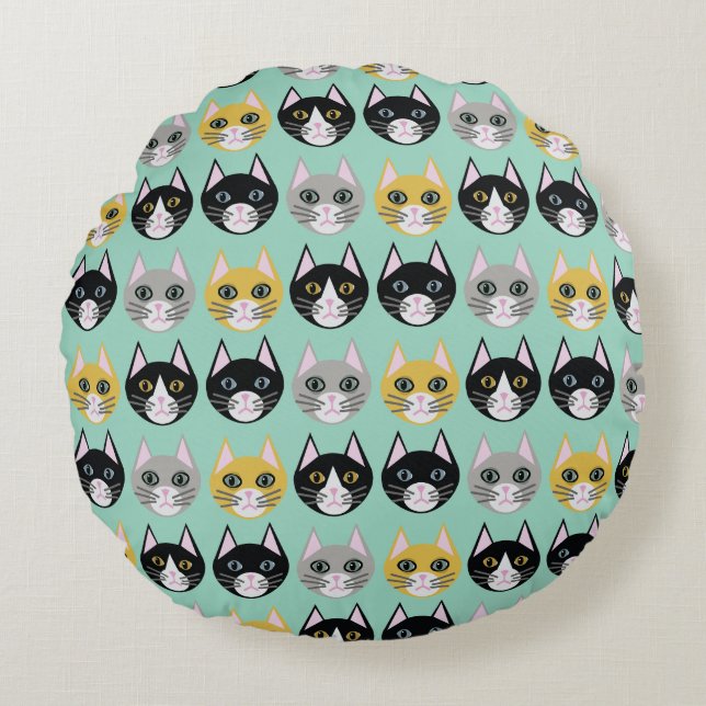 Katten Rond Kussen (Voorkant)