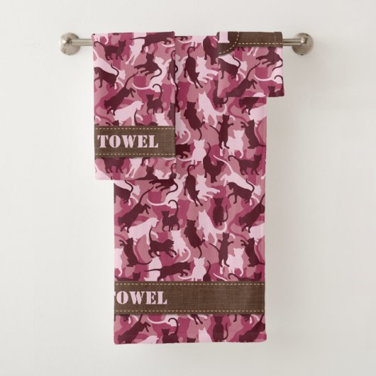 Katten Roze Camouflage Bad Handdoek (Insitu)