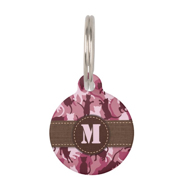 Katten Roze Camouflage Huisdierpenning (Voorkant)