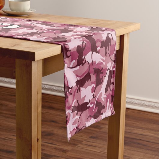 Katten Roze Camouflage Korte Tafelloper (Voorbeeld)