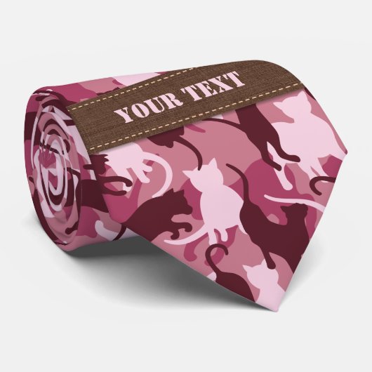 Katten Roze Camouflage Stropdas (Opgerold)