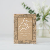 Katten Rustic Kraft Script Save the Date Aankondigingskaart (Staand voorkant)