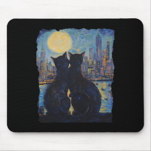 Katten 's nachts in New York Van Gogh Kat voor Kat Muismat