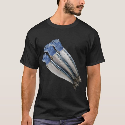 Katten Sardines — Mediterraan Kat Design T-shirt (Voorkant)