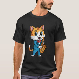 Katten saxofonist Saxofoon spelend Katten Katten M T-shirt