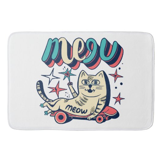 Katten Schaatsen Miauw Badmat (Voorkant)