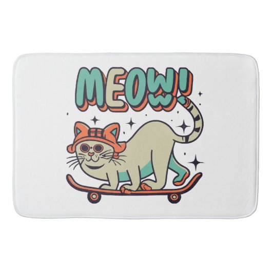 Katten Schaatsen Miauw Badmat (Voorkant)