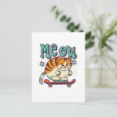 Katten Schaatsen Miauw Briefkaart (Staand voorkant)